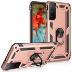 Wholesale Tech Armor Ring Stand Grip Case with Metal Plate for Samsung Galaxy S21 Ultra 5G (Rose Gold)
